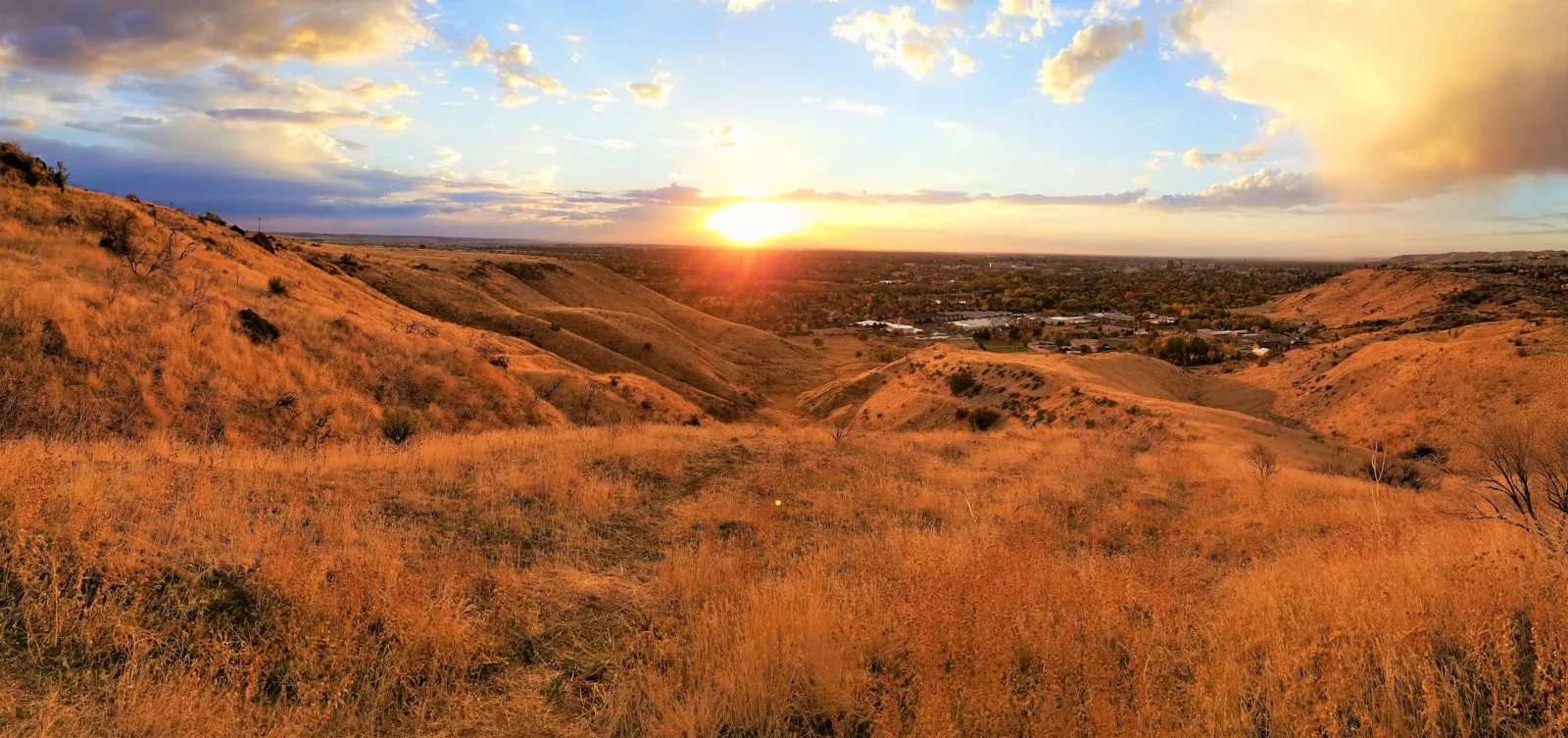 The Boise foothills above the valley at sunset