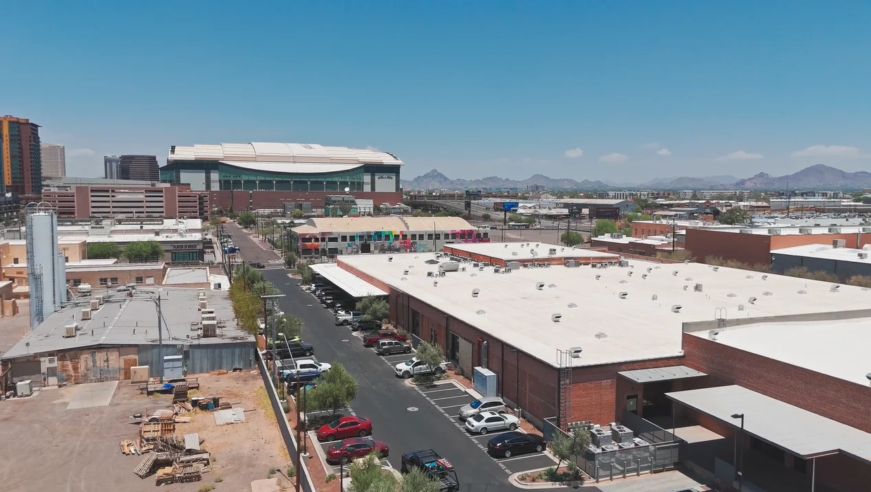 Downtown Phoenix skyline with the mountains beyond